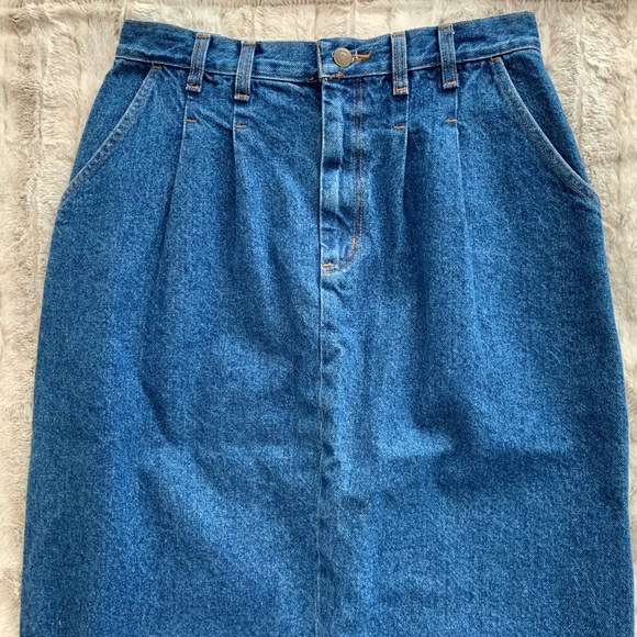 Vintage 80s High Rise Denim Midi Skirt - Picture 6 of 11